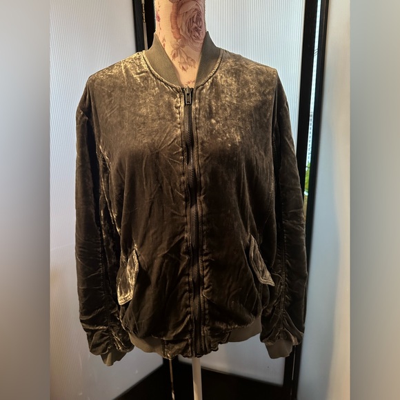 NWOT Free People Velvet Ruched Bomber Jacket - Picture 7 of 12
